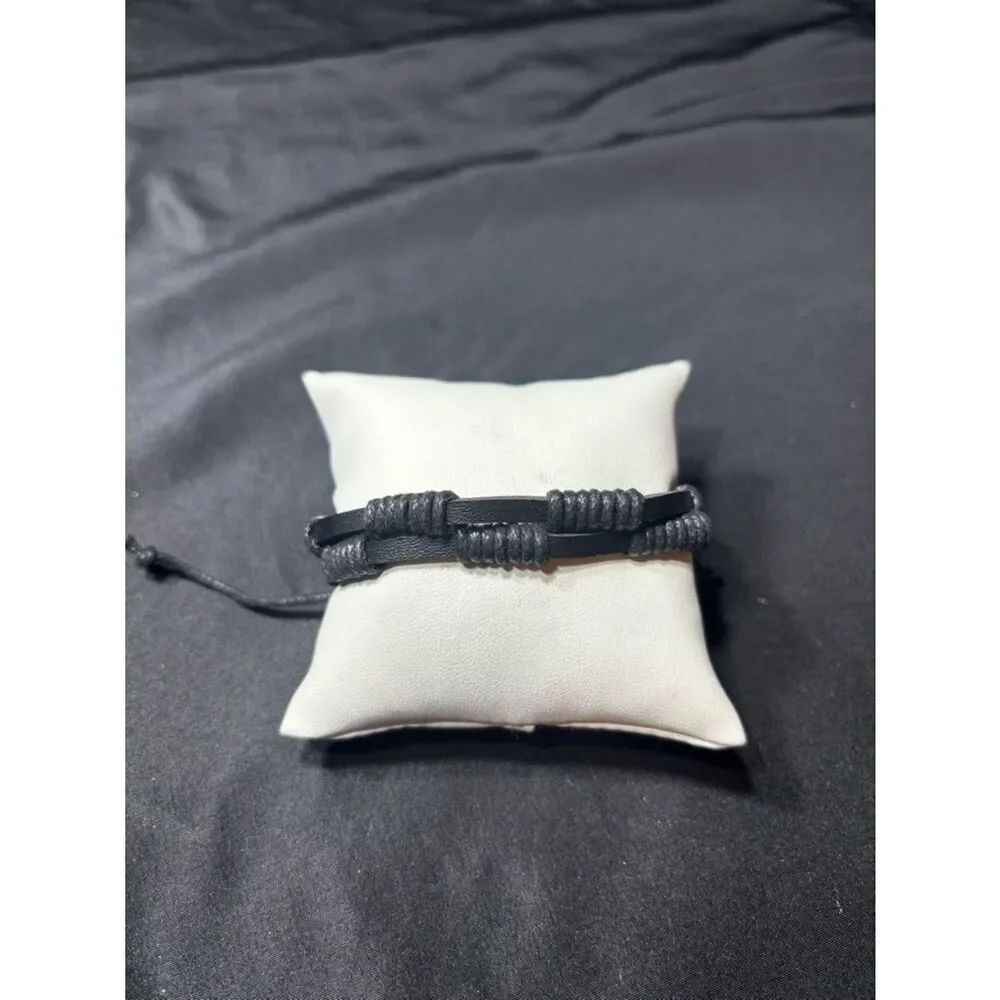 New Handwoven Black Leather Braided Bracelet